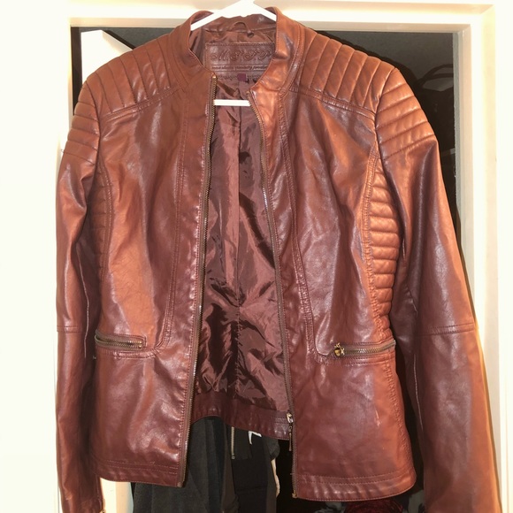 MSSP Faux Leather Jacket MAROON - Picture 2 of 3